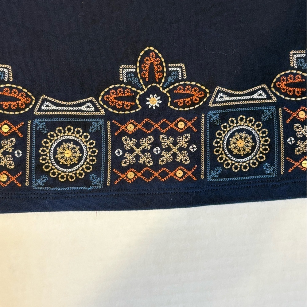 Alfred Dunner navy blue 3/4 sleeve embroidered blouse size XL - Picture 3 of 6